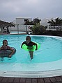 Gemma and Alexander jumping in<br />Lanzarote