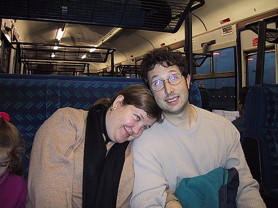 Pam and Dan on train from London