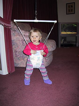 Jessica in her bouncer