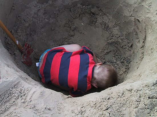 Alexander hiding in a hole