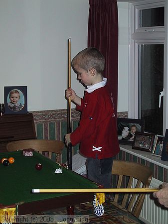 Alexander with his new pool table